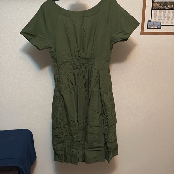 EShakti women’s dress, Sz 10, 100% Cotton Army Green, pockets, smocked waist. 💚 - Picture 6 of 9